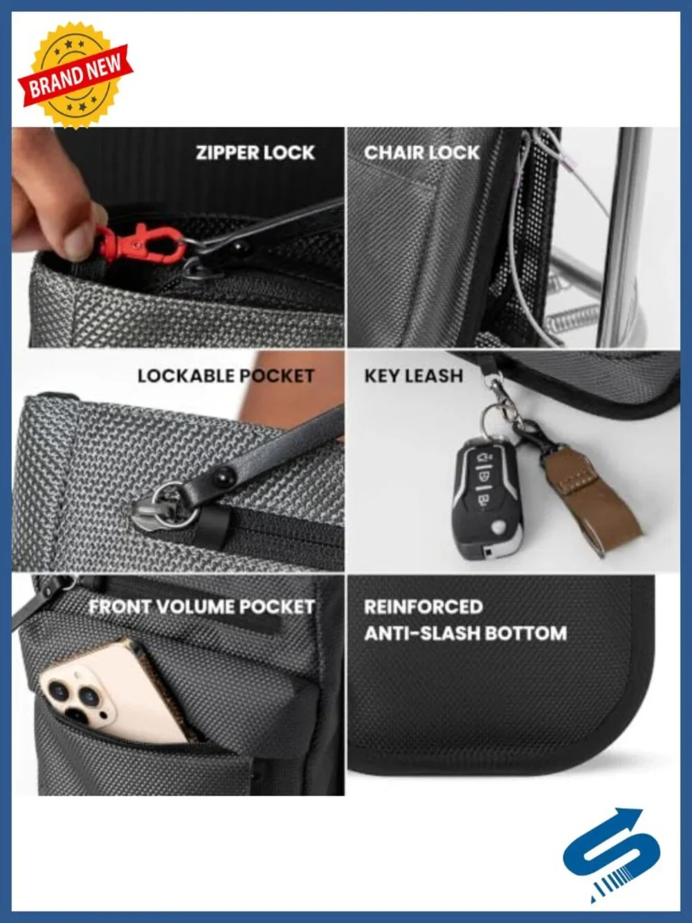 Anti-Theft Crossbody Bag, RFID Blocking Sling Purse, Lightweight Nylon Travel
